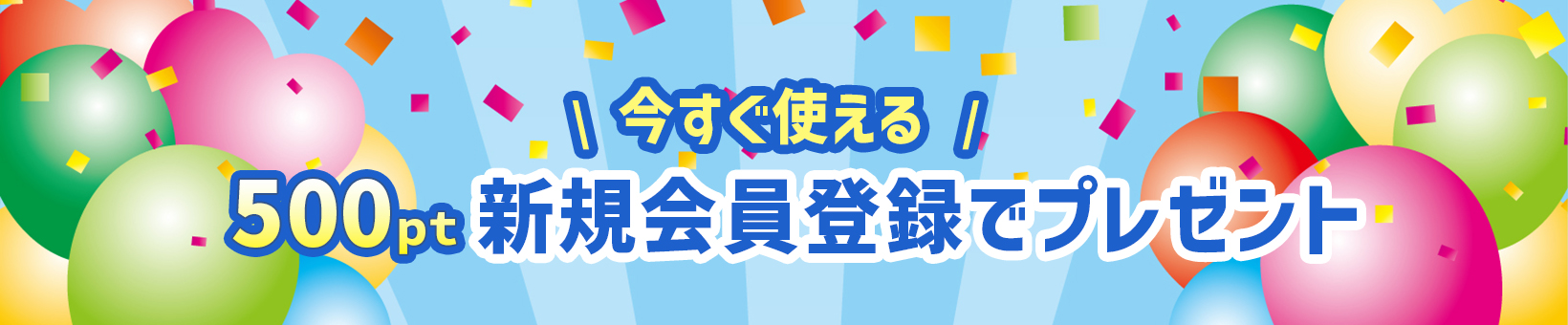 今すぐ使える！500pt 新規会員登録でプレゼント